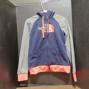 The North Face Navy and Gray Hoodie with Pink Accents Women Medium